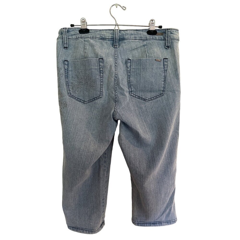 Vintage Y2k Embroidered Denim Capris Womens 16 90s Cottage Boho Grunge Retro - Picture 3 of 11